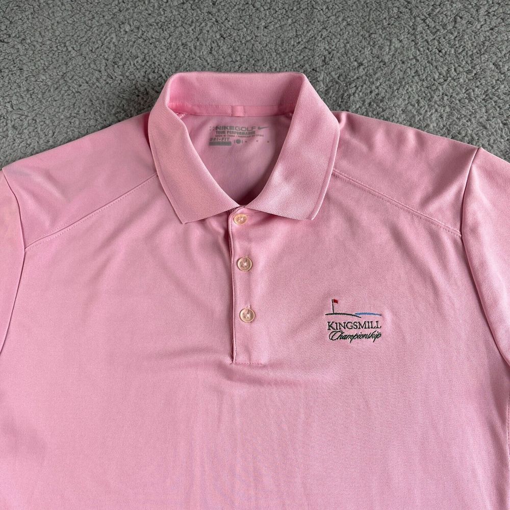 NEW Nike Golf‎ Polo Shirt Mens Medium Pink Dri-Fit Tour Performance Kingsmill